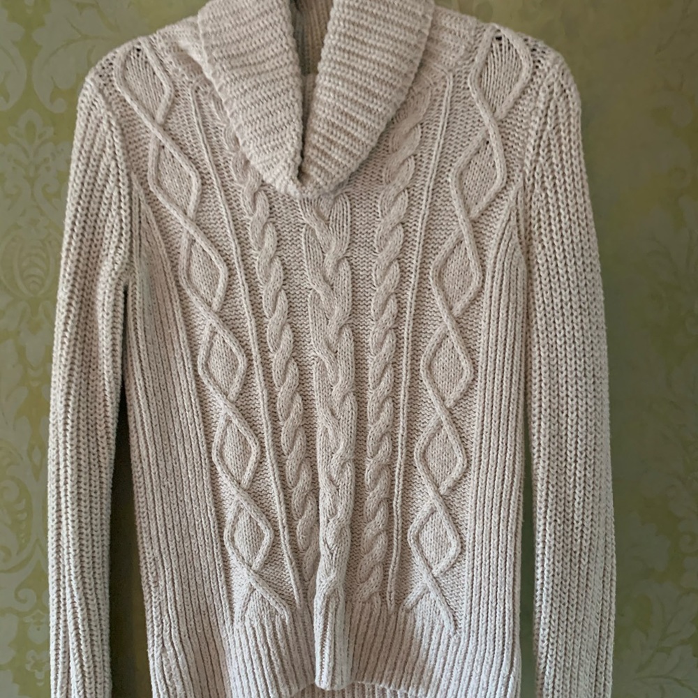 Cream turtle neck knit sweater